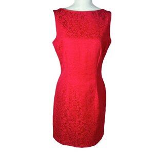 Vintage 90s Espirit Red Floral Print Mini Cocktail Dress Women's Size 13/14